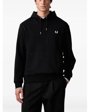 Fred Perry Logo-Embroidered Hoodie - Black