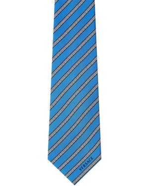 Versace Greca-Muster Diagonal-Streifen Krawatte - Rot
