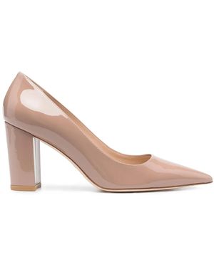Stuart Weitzman Block 85mm レザーパンプス - ピンク