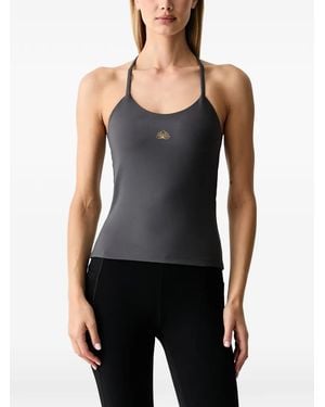 EA7 Logo-Print Racerback Top - Black