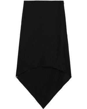 Helmut Lang Asymmetric Wool Midi Skirt - Black
