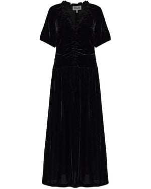 Baum und Pferdgarten Abelline Ruffled Velvet Maxi Dress - Black