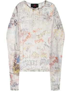 Nike Graffiti-Print Long-Sleeve Top - White