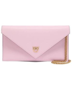 Pinko Small Leather Clutch Bag - Pink