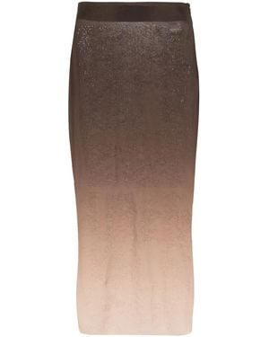 ANDREADAMO Rhinestone-Embellished Midi Skirt - Brown