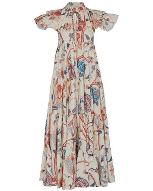 PHILIPPA 1970 Venus Floral-Print Tiered Maxi Dress - White