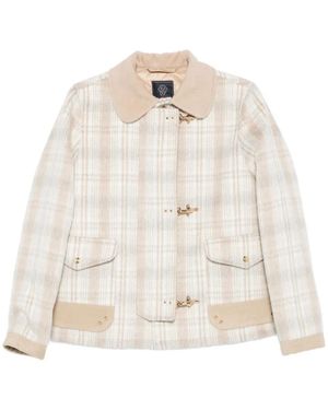 Fay Chequered Jacket - White