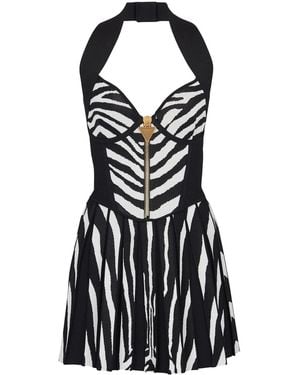 Balmain Zebra-print Mini Dress - Black