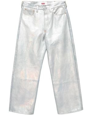 Junya Watanabe Foiled-Print Straight-Leg Jeans - White