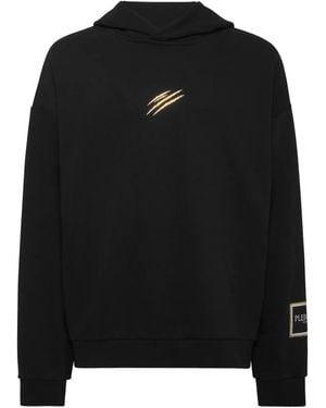 Philipp Plein Label Hoodie - Black