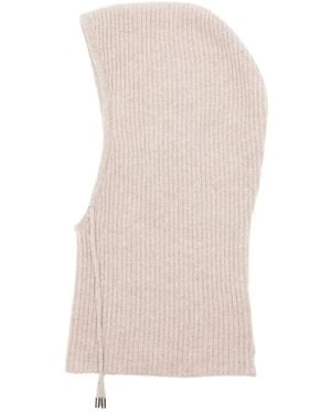 N.Peal Cashmere カシミア リブニット バラクラバ - ホワイト