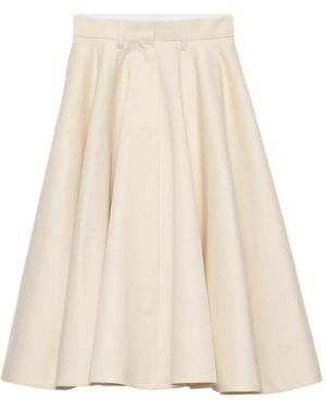 Prada Triangle-Logo Flared Skirt - Natural