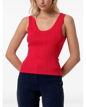 Fracomina Crystal-Embellished Ribbed Top - Red