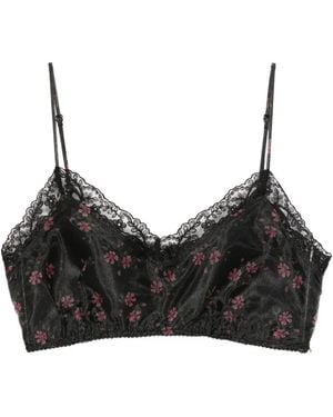 Simone Rocha Floral-Lace Crop Top - Black