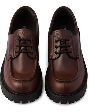 靴 Prada Brown Square Toe Leather Shoes 37 Prada Leather Square-Toe Derbies in Black for Men | Lyst Canada