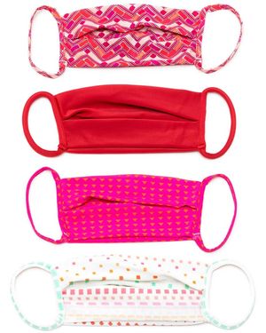 Amir Slama Geometric Print Face Masks (Pack Of 4) - Pink