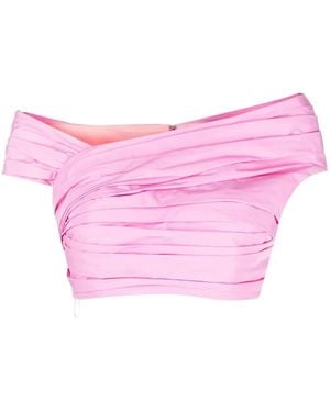 DSquared² Pleated Off-Shoulder Cropped Top - Pink