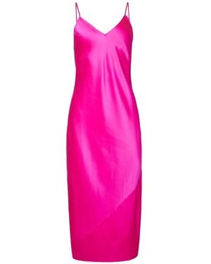 Fleur du Mal V-Neck Slip Midi Dress - Pink
