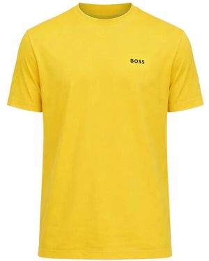 BOSS Stretch-Cotton T-Shirt With Logo Detail - Yellow