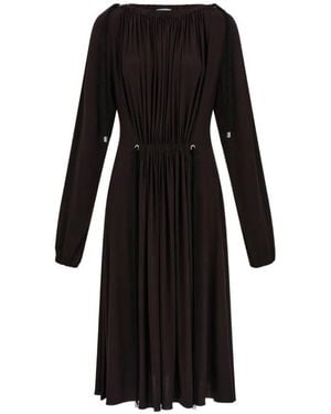 Ferragamo Viskose-Kleid Mit Gerafften Details - Schwarz