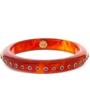 Mark Davis 18K Yelow Garnet And Amethyst Bangle - Red