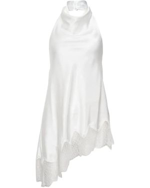 KENZIE KLAMBIE Lace-Trim Halterneck Top - White