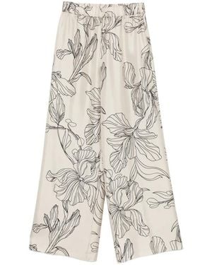 ROSSO35 Floral-Print Palazzo Trousers - White