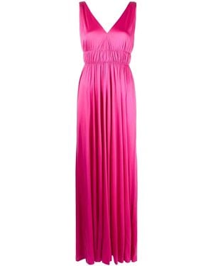 P.A.R.O.S.H. V-necked Long Dress - Pink