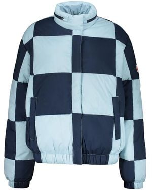 KENZO Checkerboard-Print Puffer Jacket - Blue