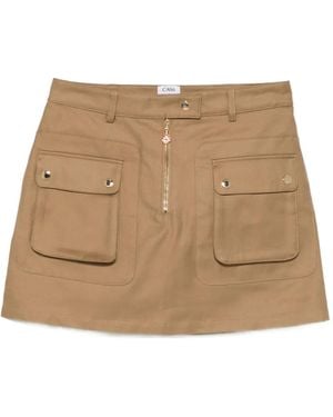 CASABLANCA Flap-Pocket Mini Skirt - Natural