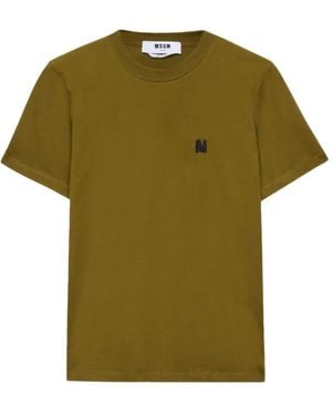 MSGM Logo-Embroidered T-Shirt - Green