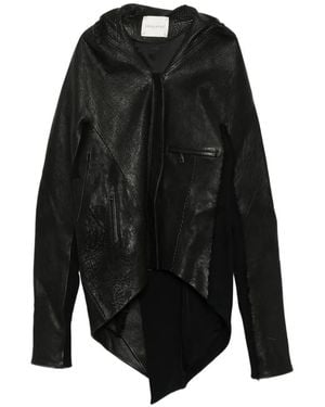 Yehuafan Panelled Leather Jacket - Black