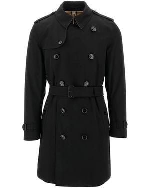 Burberry Gabardina Kensington Con Doble Botonadura - Negro