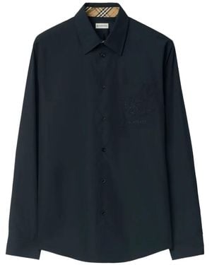Burberry Equestrian-Knight Embroidered Shirt - Blue