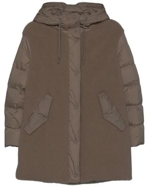 Herno Hooded Paneled Coat - Brown