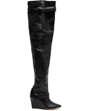 VAQUERA Button-Strap Over-The-Knee Boots - Black