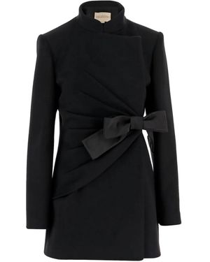 Valentino Garavani Bow-Detail Wool-Blend Coat - Black