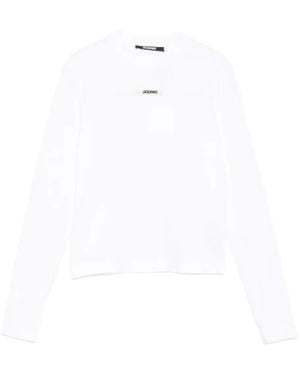 Jacquemus Long-Sleeved T-Shirt With Applique - White