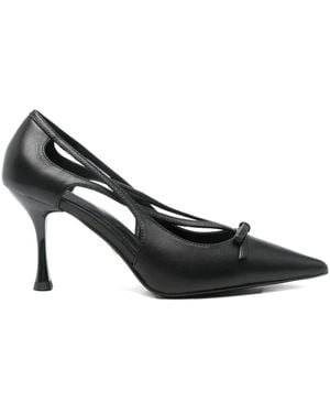 Lola Cruz Cut-Out Heeled Court Shoes - Black