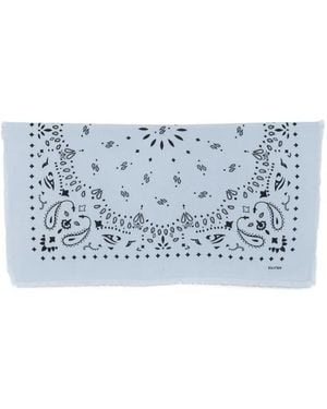 Kujten Paisley-Print Frayed-Edge Scarf - Blue