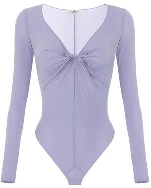Elisabetta Franchi Knot-Detail Draped Bodysuit - Purple