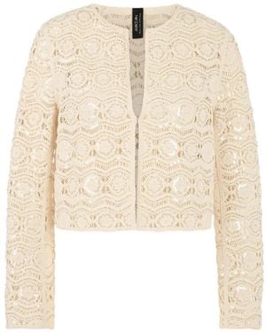 Marc Cain Openwork Sequin Jacket - Natural