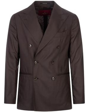 Montecore Double-Breasted Peak-Lapel Blazer - Brown