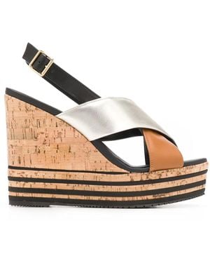 Hogan Crossover Strap Sandals - Brown