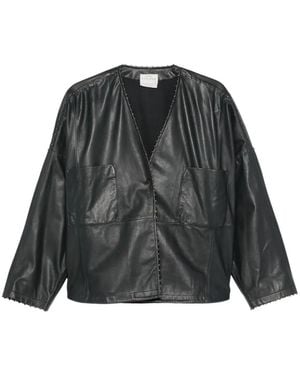 forte_forte Bead-Embellished Leather Jacket - Black