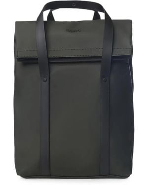 Rains Logo-Embossed Foldover 2-Way Backpack - Black