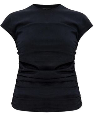Isabel Marant Gathered-Detail Cotton T-Shirt - Black