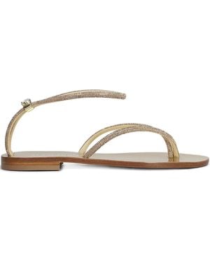 EDDI CUOMO Crystal-Embellished Ankle-Strap Sandals - Metallic