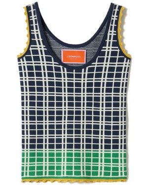 La DoubleJ Haut Côtelé À Carreaux - Bleu