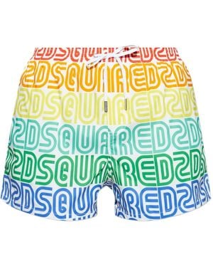 DSquared² Logo-Print Swim Shorts - Yellow